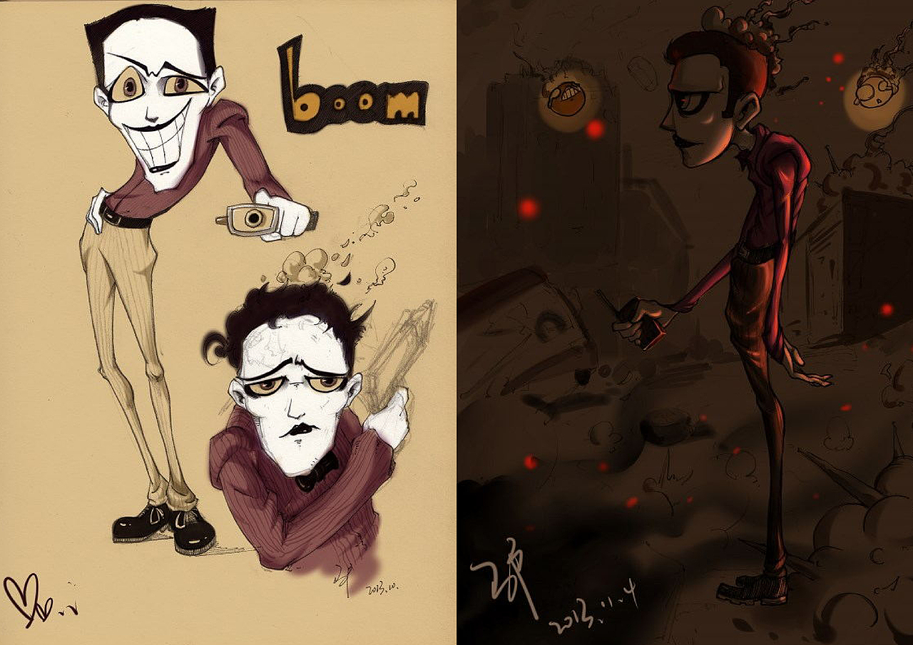 到现在为止还都是先在本子上画出来线稿
然后拍照片放到电脑上调整曲线<br>然后再上色