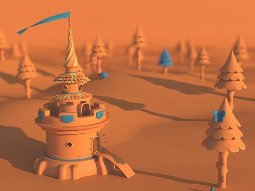 C4D 卡通城堡场景 