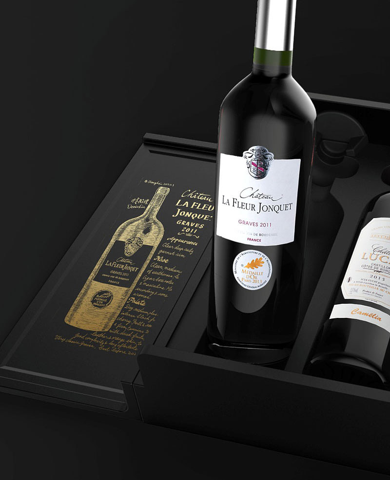 黑金配色,高贵雅致|葡萄酒礼盒包装设计