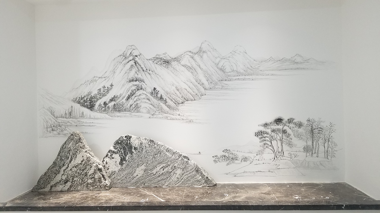 水墨山水墙绘