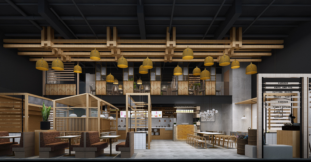 广东新兴稻稻居面店餐厅设计案例（图ZMTg4MDUyOTU2） - 家装设计 - 站酷设计师上海博仁空间设计原创素材 - 站酷ZCOOL