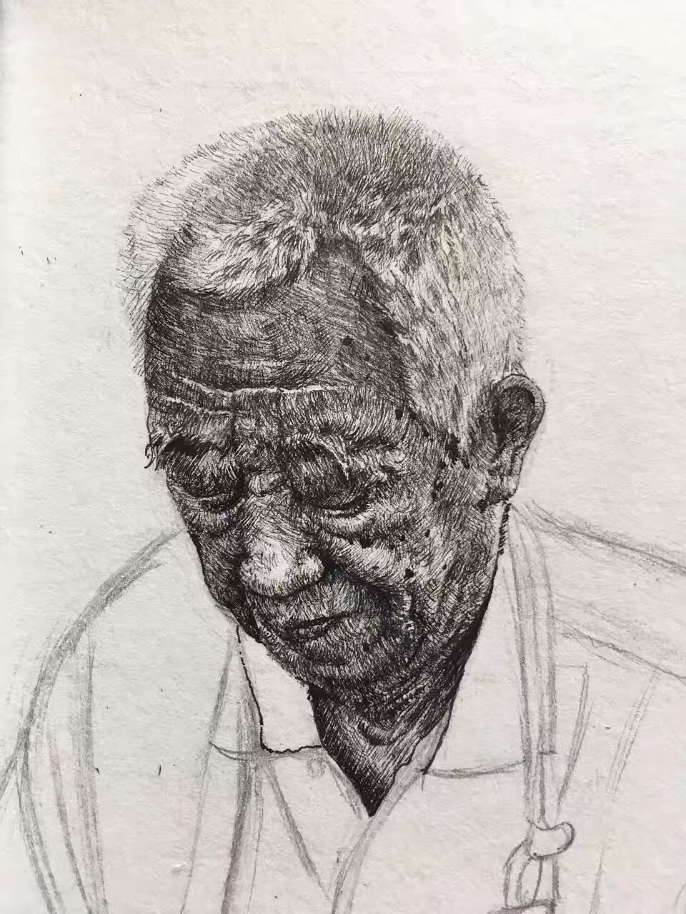 写实钢笔画人物磨刀匠