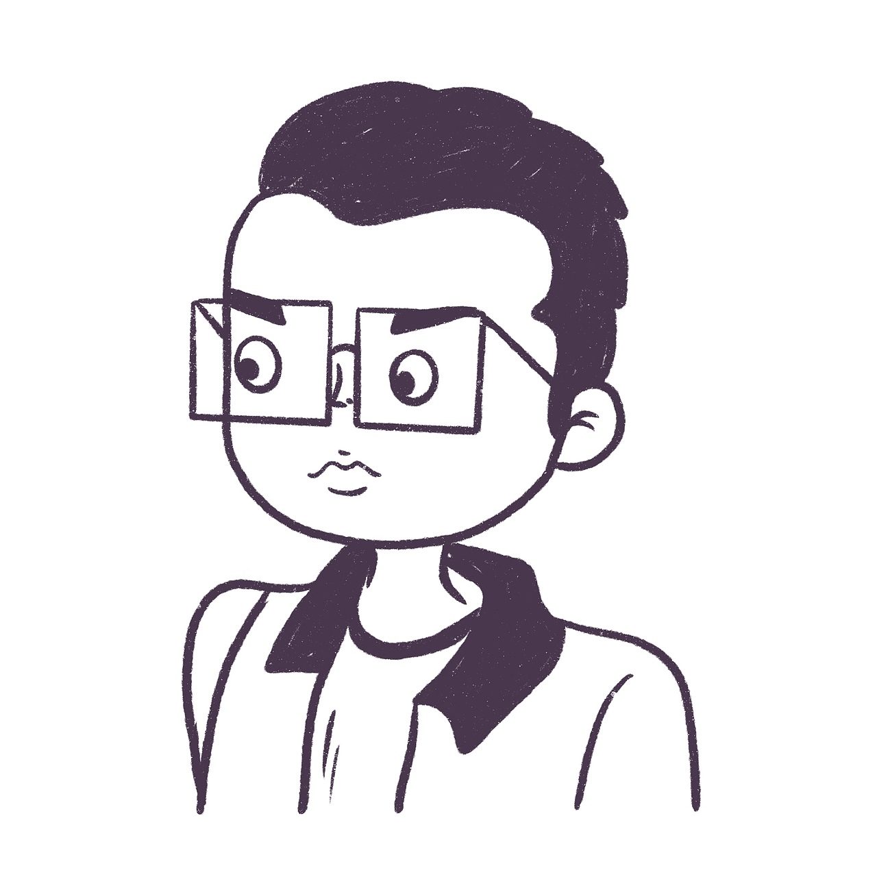 花栀子插画男生头像简单帅气极简可爱黑白