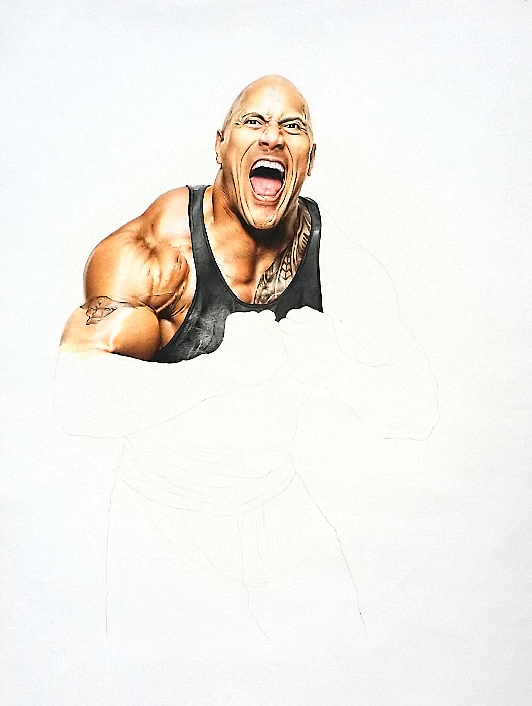 彩铅插画—巨石强森