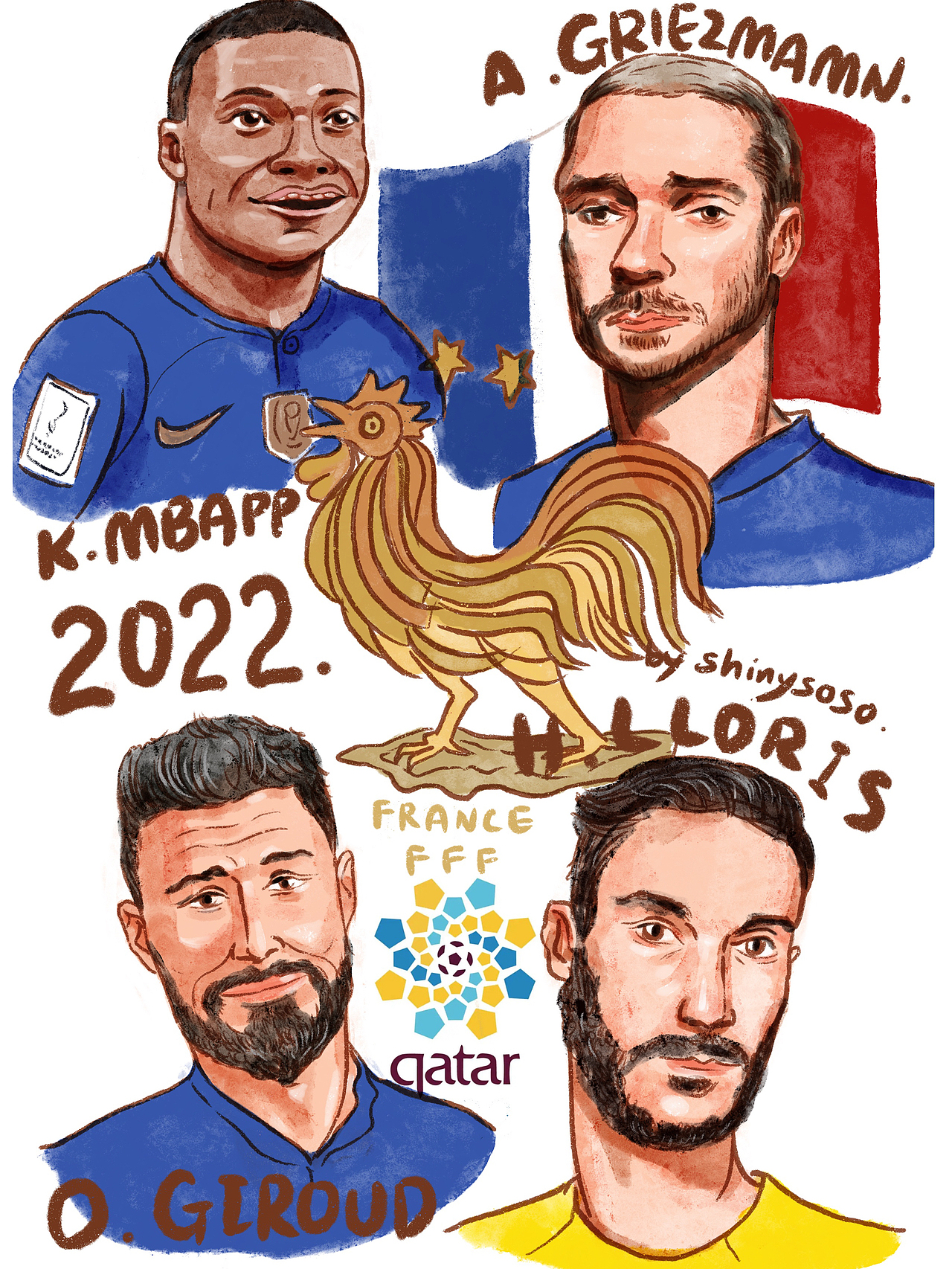 2022世界杯法國隊(duì)加油?。▓DZMzI0MDE1ODY4） - 藝術(shù)插畫 - 站酷設(shè)計(jì)師shinysoso原創(chuàng)素材 - 站酷ZCOOL