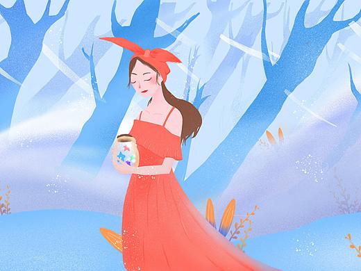 抱着罐子的女孩