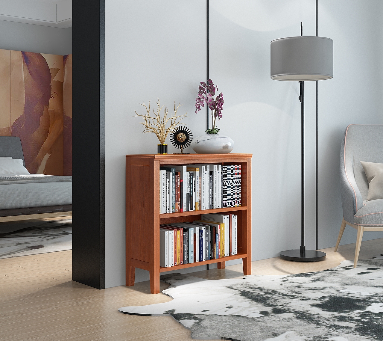 组合书柜产品建模渲染