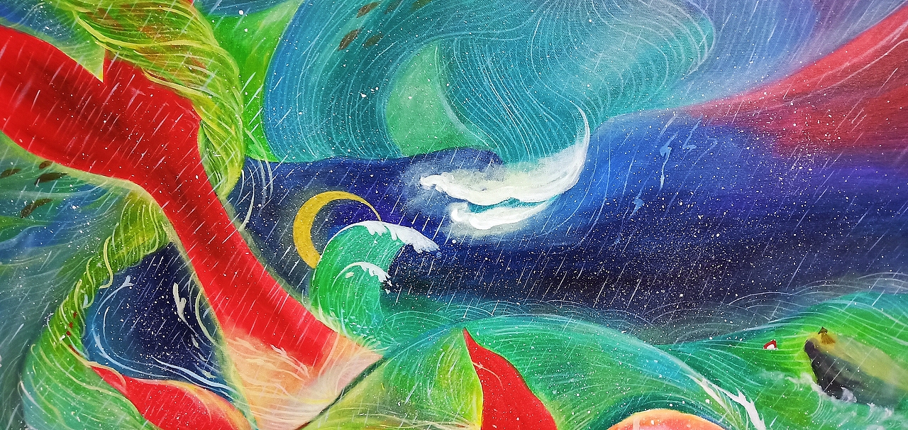 丙烯画《大鱼海棠》