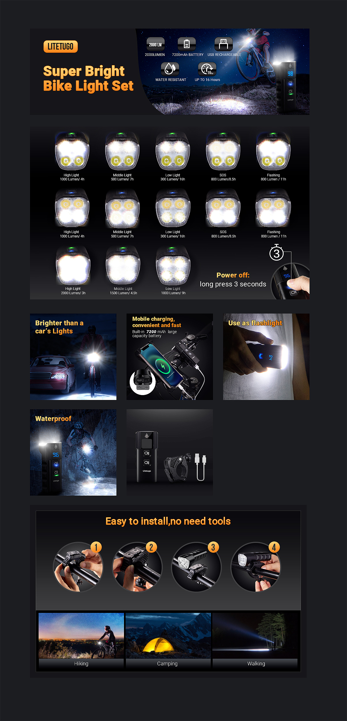 亚马逊主图设计+亚马逊A+ 设计 自行车灯套图（图ZMjQzMzE0NjY4） - 产品摄影 - 站酷设计师聚豪传媒原创素材 - 站酷ZCOOL