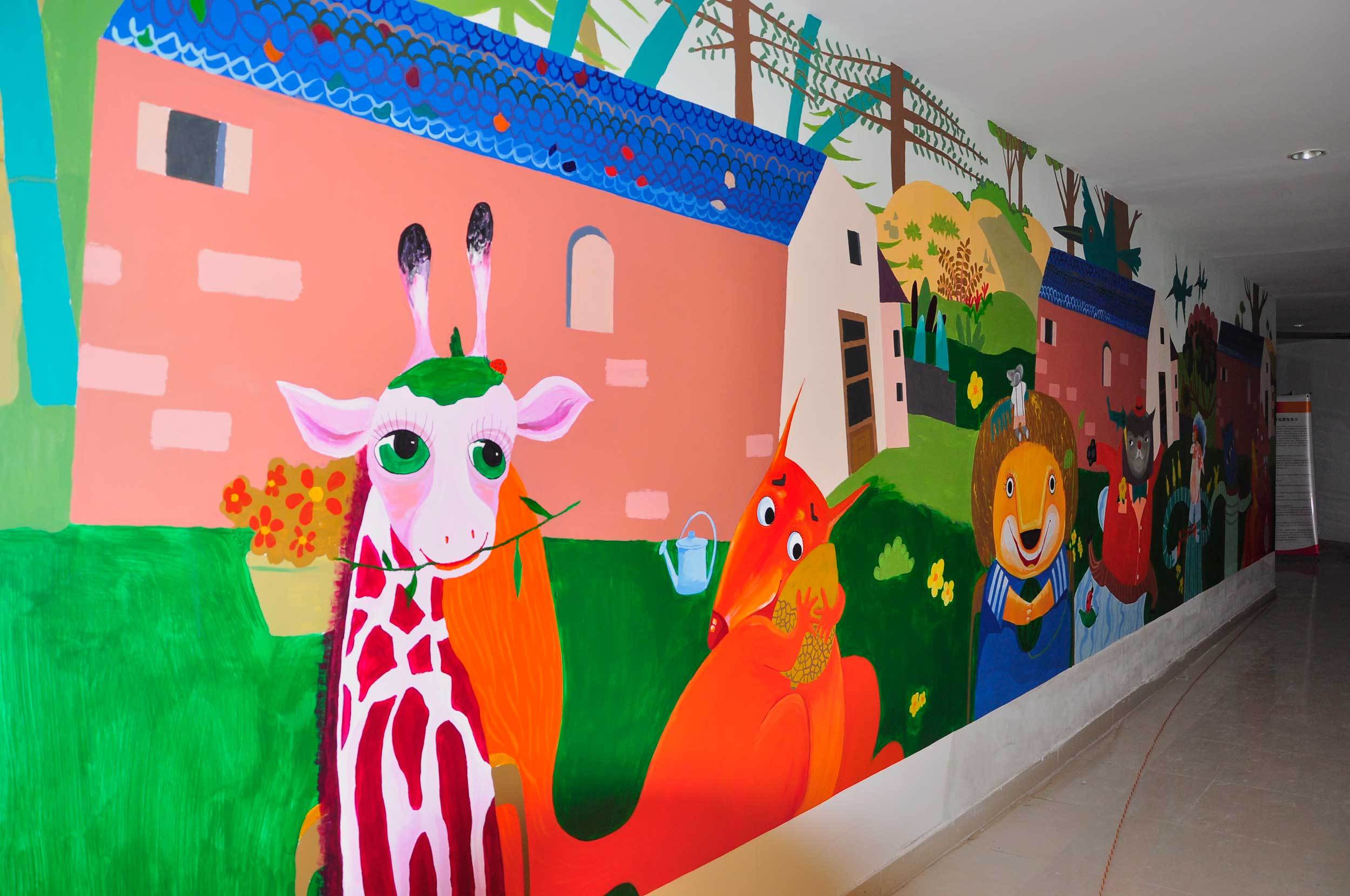 儿童墙绘幼儿园墙体彩绘欣赏世纪宝贝幼儿园手绘墙_弄彩堂-站酷ZCOOL