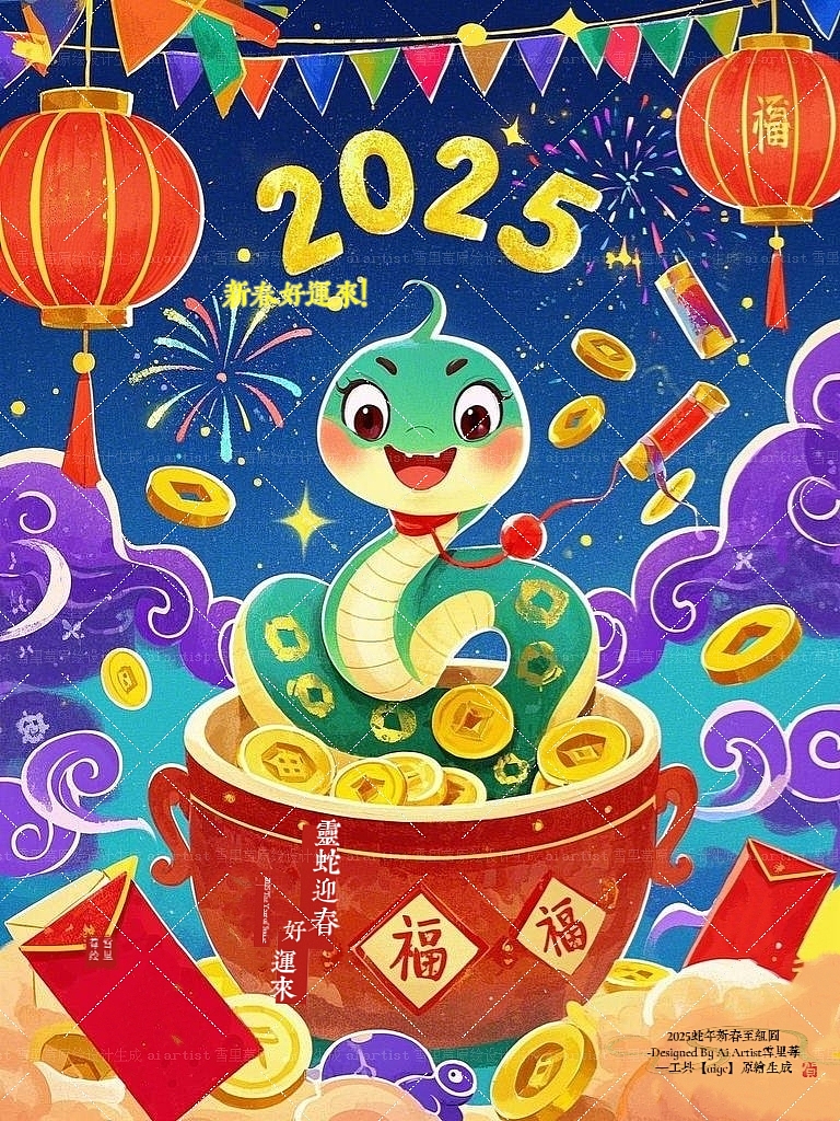 2025蛇年福瘦双全好运连连（aigc贴纸插组图）（图ZMzgzMjU4NzI0） - AI作品 - 站酷设计师雪里莓工作室原创素材 - 站酷ZCOOL
