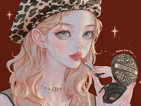 dior气垫推广插画