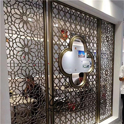 枣庄别墅中式客厅镂空不锈钢格栅屏风众钰厂家定制