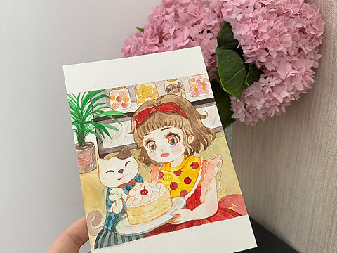 原创｜手绘水彩女孩