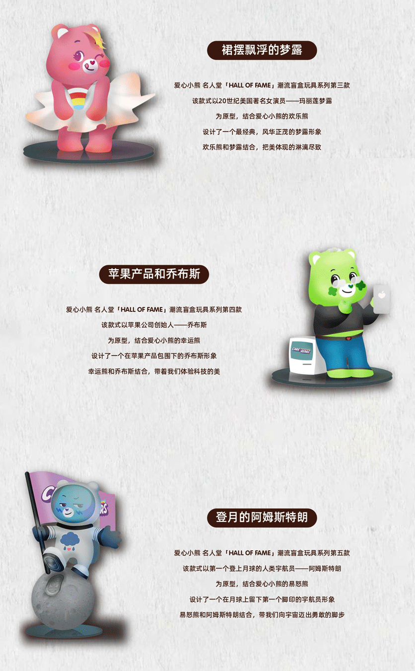 爱心小熊IP衍生盲盒设计——名人堂系列