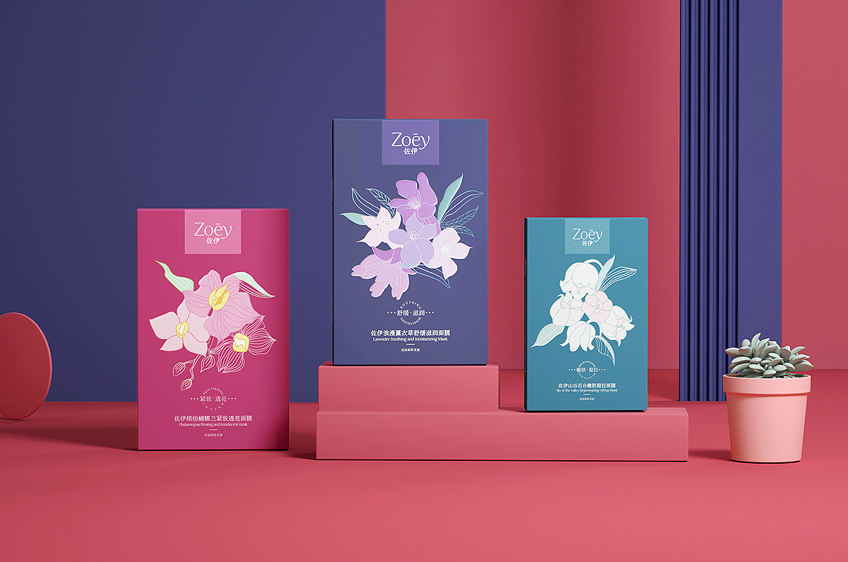zoey花卉面膜包装设计 化妆品包装设计 |平面|包装|紫安钰 - 原创作品