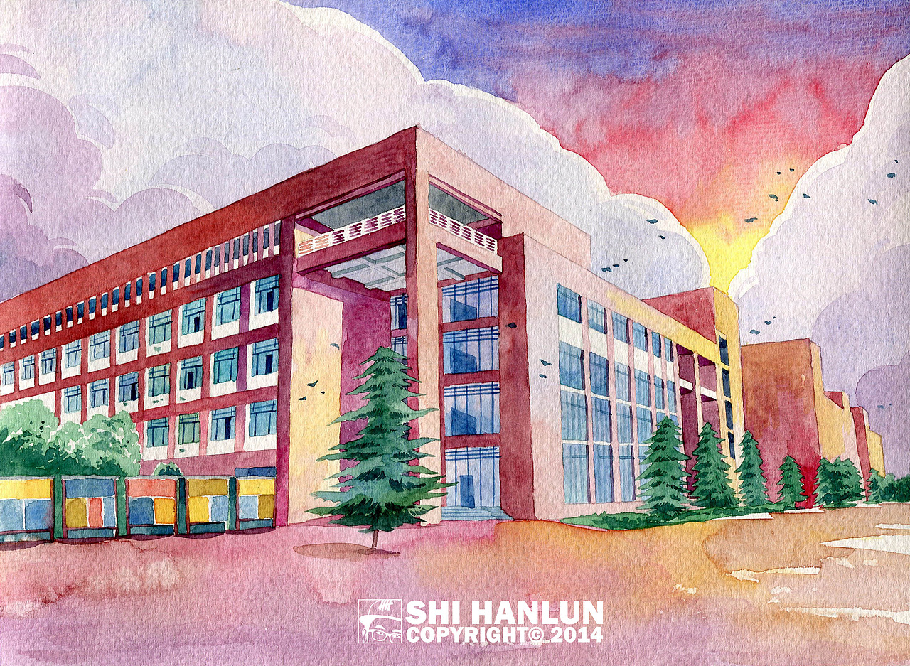 我的大学手绘系列——陕西科技大学（图ZMTcwMTI4Njg=） - 商业插画 - 站酷设计师CHOCO__原创素材 - 站酷ZCOOL