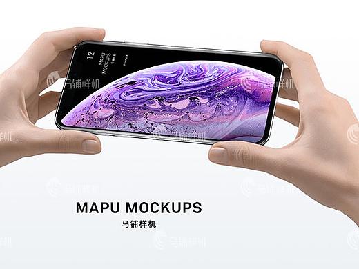 手持iPhoneX浅色 马铺样机效果贴图素材psd模版设计vi