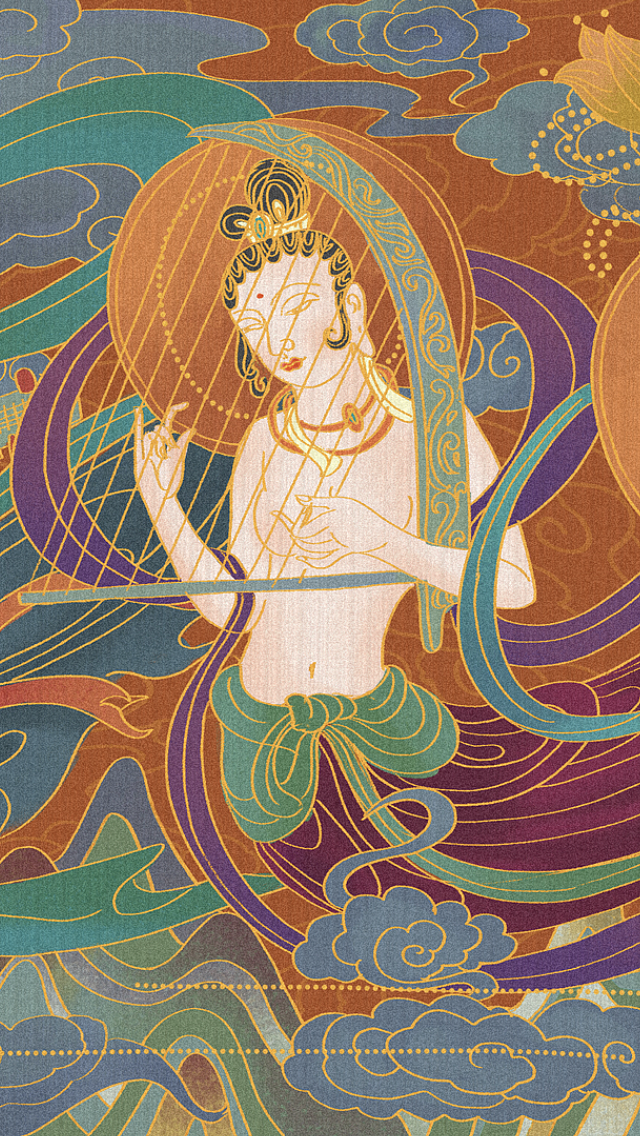 敦煌飞天伎乐舞|插画|创作习作|骨猫_原创作品-站酷zcool