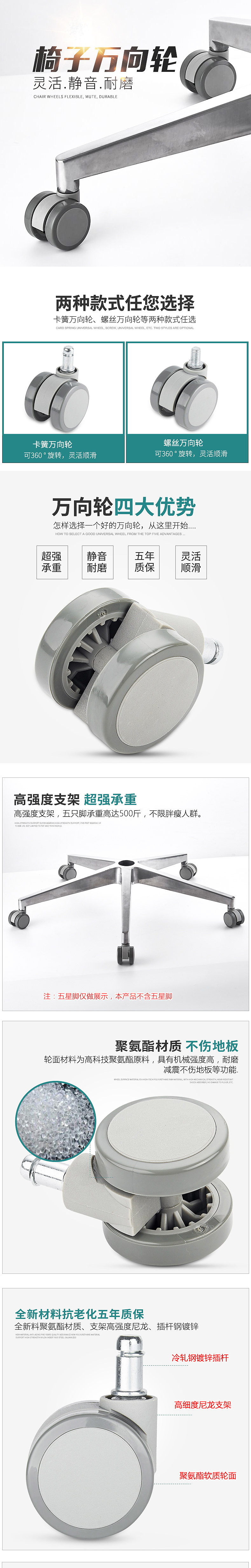 椅子轮子详情页 万向轮详情页 五金配件详情页海报