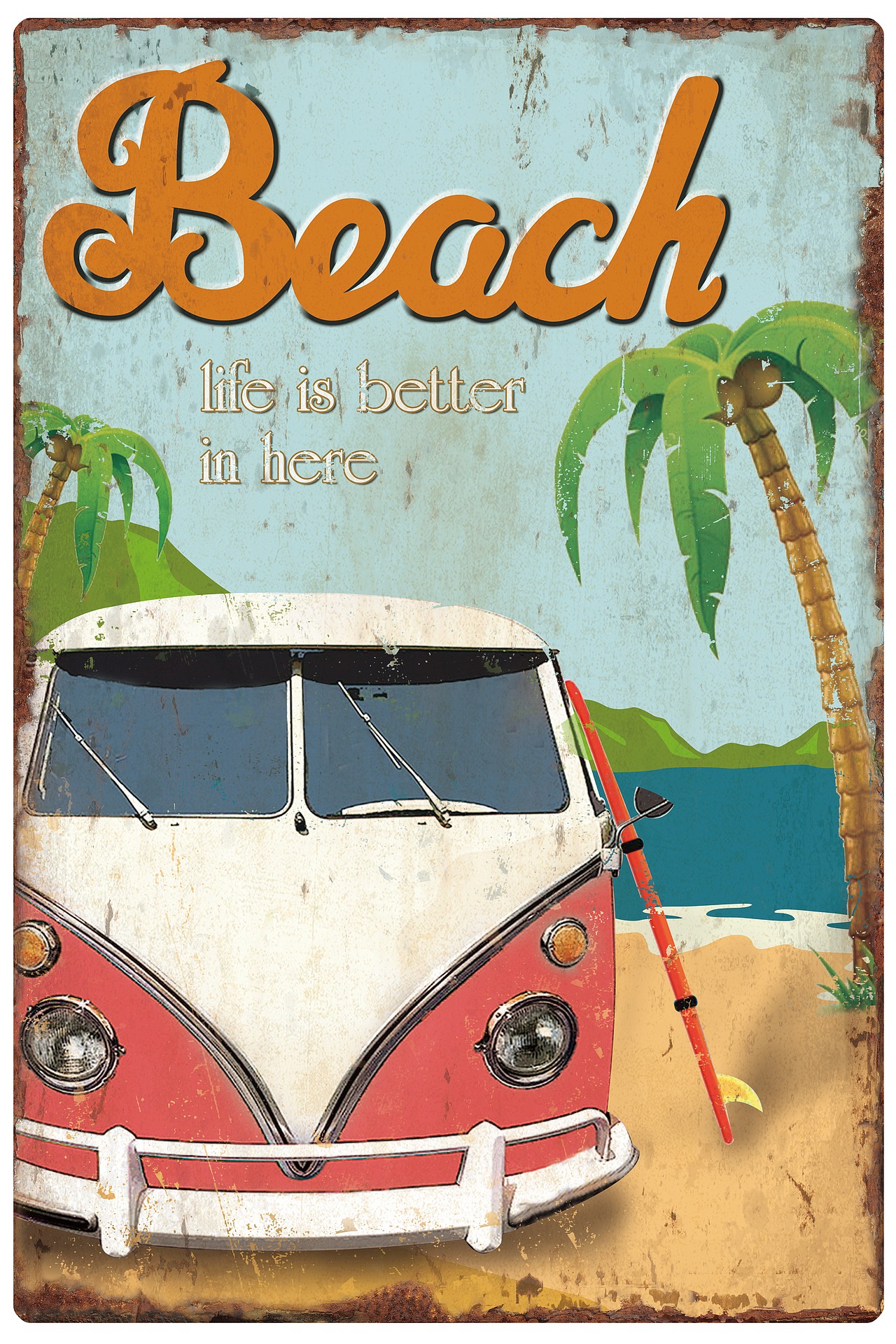 欧美复古做旧铁牌壁饰