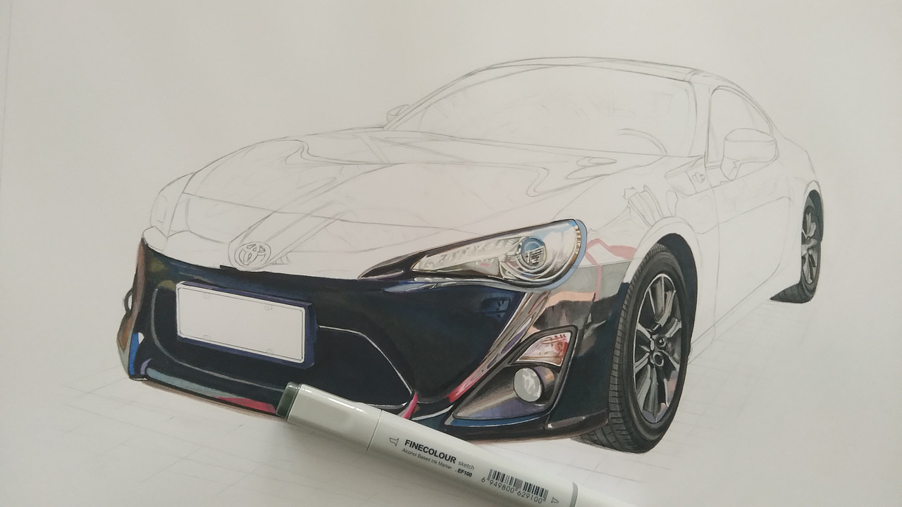 手绘平民跑车toyota gt86|插画|艺术插画|xyikai吉_原创作品-站酷