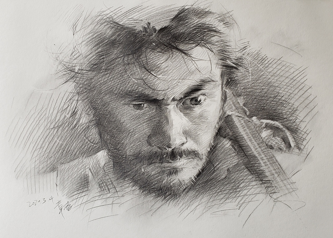 《罗生门》三船敏郎剧照的素描