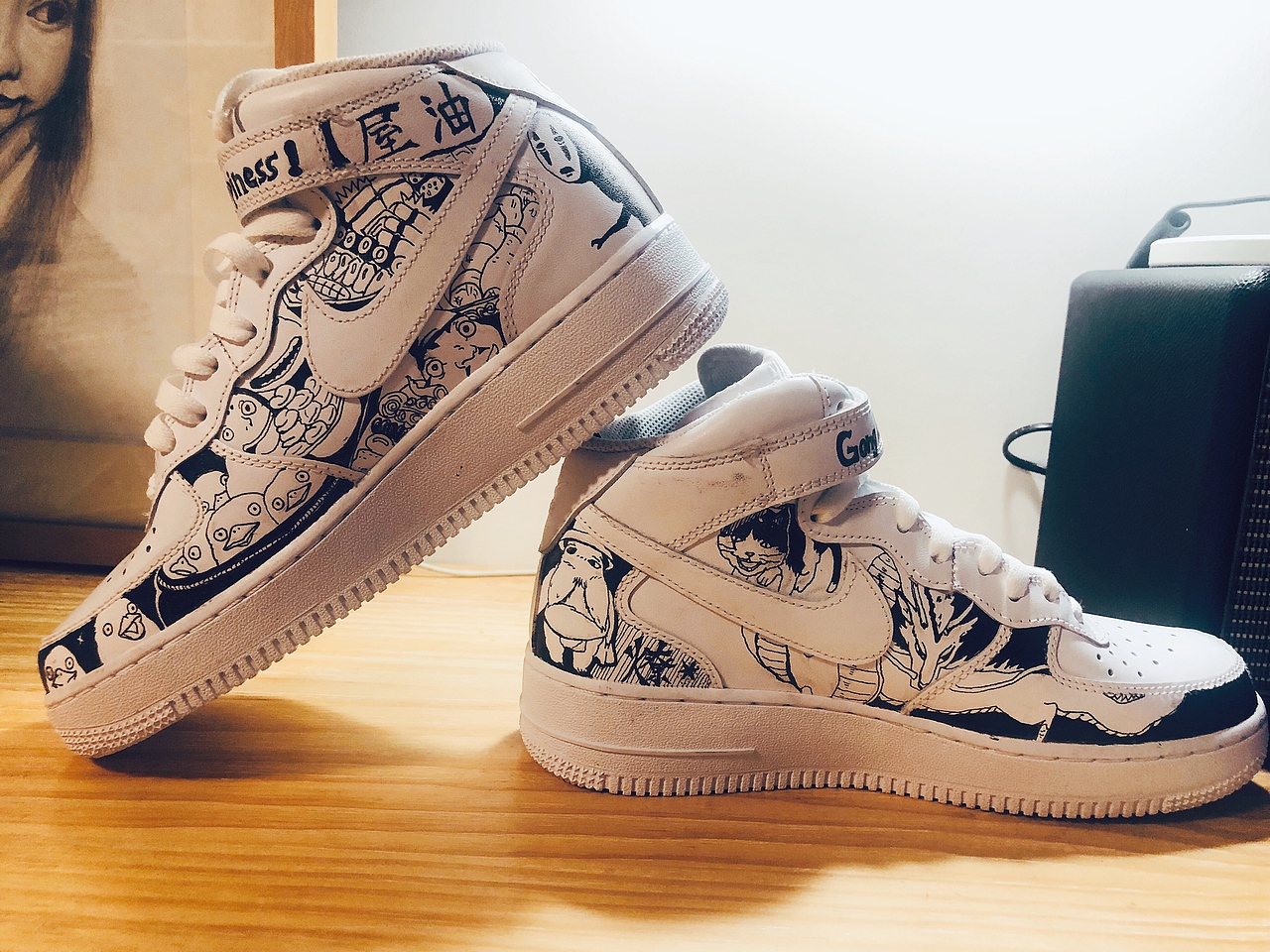 耐克空军一号手绘千与千寻涂鸦