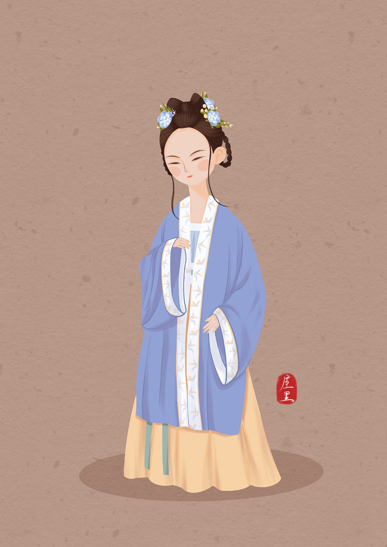 扁平风 汉服人物插画|插画|创作习作|wooli屋里 - 原创作品 - 站酷