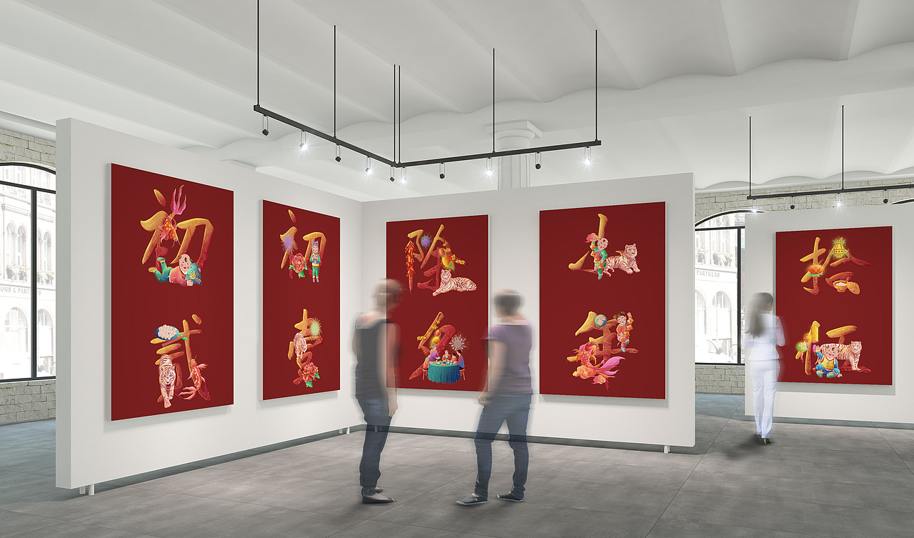 国潮插画~2022虎年福娃新春贺图长卷（图ZMjg1MTU0OTY0） - 商业插画 - 站酷设计师心萱蓝空气原创素材 - 站酷ZCOOL