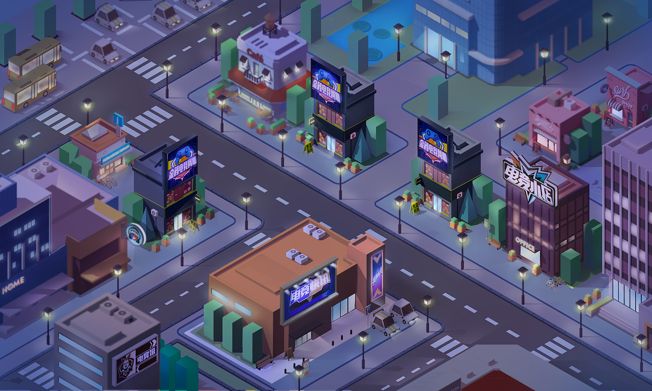 街道城市地图夜景|其他|独立游戏|brandycoco - 原创作品 - 站酷