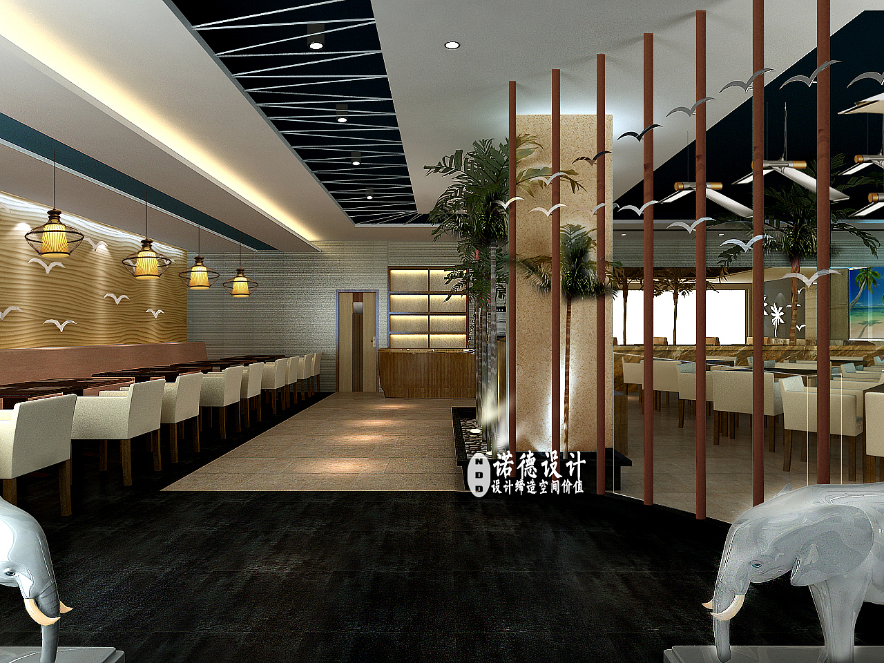 东南亚椰香风情餐厅设计-餐饮店设计-主题餐厅设计效果图（图ZNDU4OTkwMDQ=） - 家装设计 - 站酷设计师诺德设计原创素材 - 站酷ZCOOL