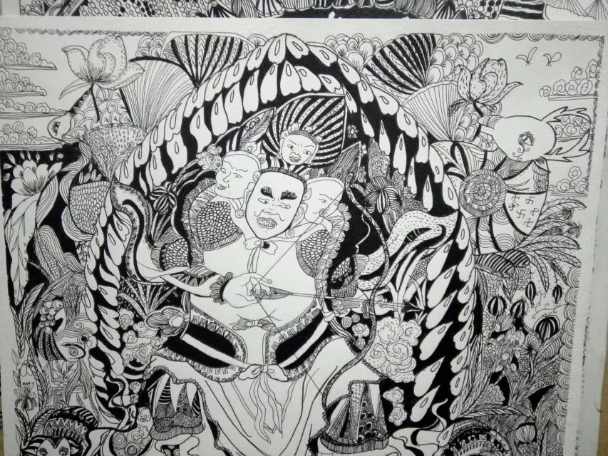 民族黑白装饰画