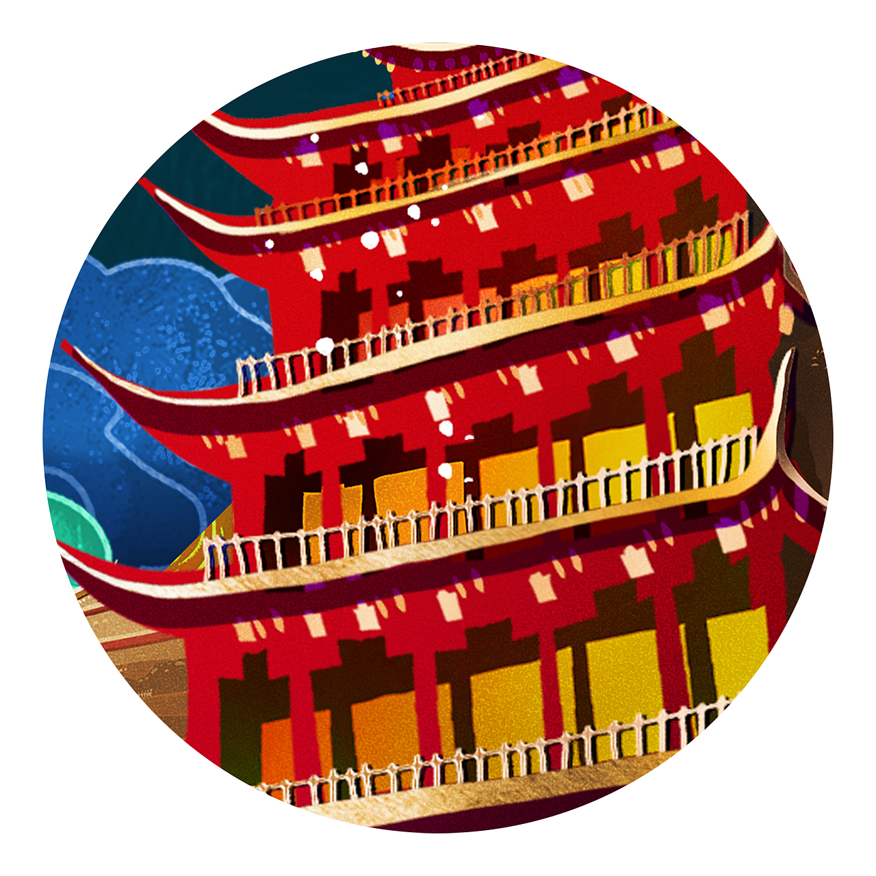 盼盼联名敦煌国潮插画礼盒设计(飞天)