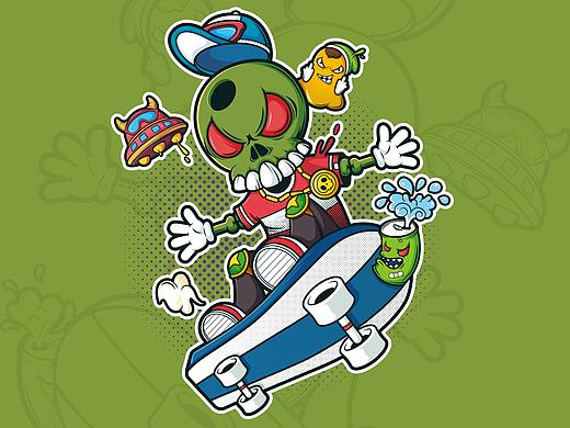 滑板骷髅哥（个人主页-ZMzk1Mjc1OTY=） - 创作习作 - 站酷设计师田大鹿原创素材 - 站酷ZCOOL