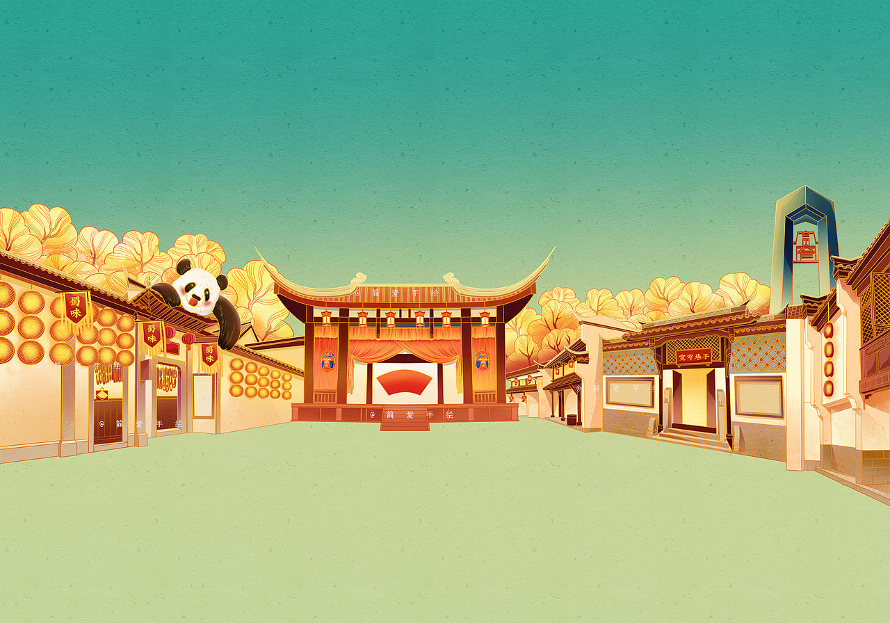 【印象成都】蜀味腊味年货包装插画