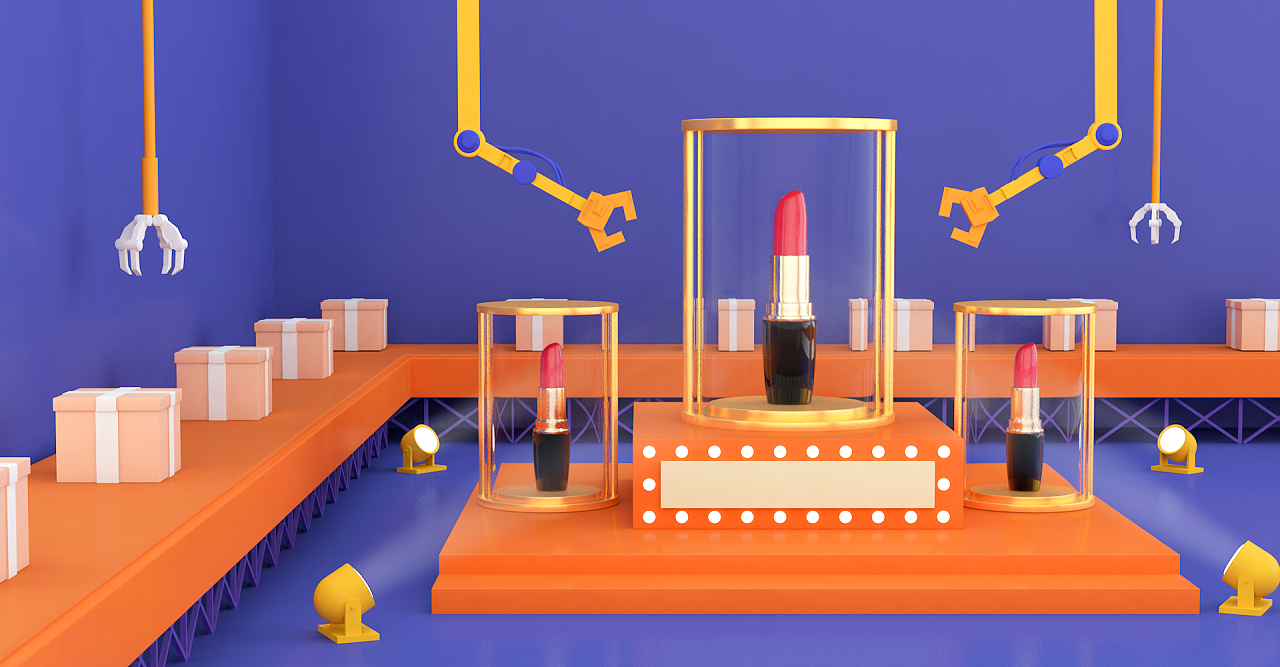 c4d电商卡通风剪纸风三维场景设计