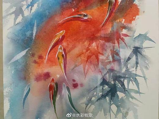 希望錦鯉帶來好運（個人主頁-ZNTA5NTM5MTY=） - 繪畫 - 站酷設計師水彩牧歌原創(chuàng)素材 - 站酷ZCOOL