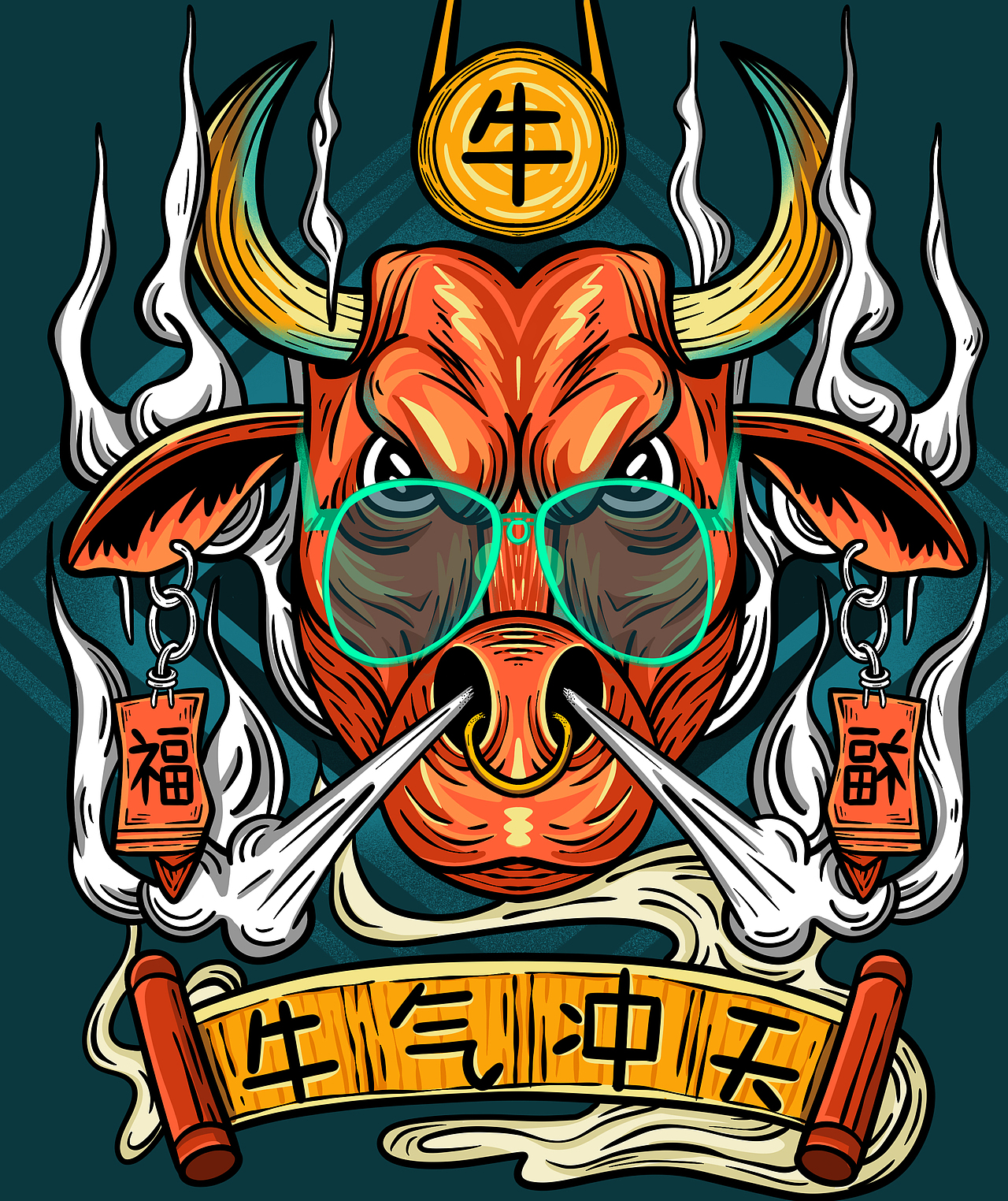 牛年头像（图ZMjQzODEyNTc2） - 商业插画 - 站酷设计师猪猪楠原创素材 - 站酷ZCOOL