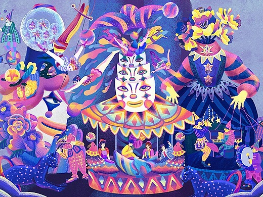 大场景插画-欢乐马戏团