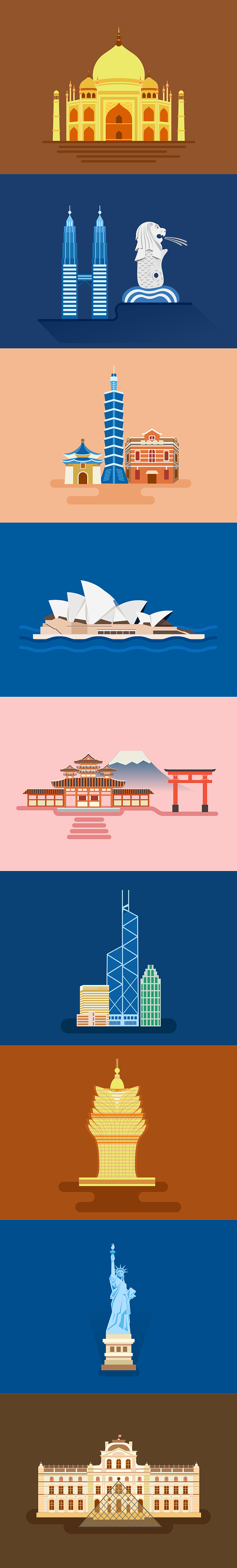 世界建筑矢量插画（图ZMTMzMjcwNzg0） - 创作习作 - 站酷设计师张露露125原创素材 - 站酷ZCOOL