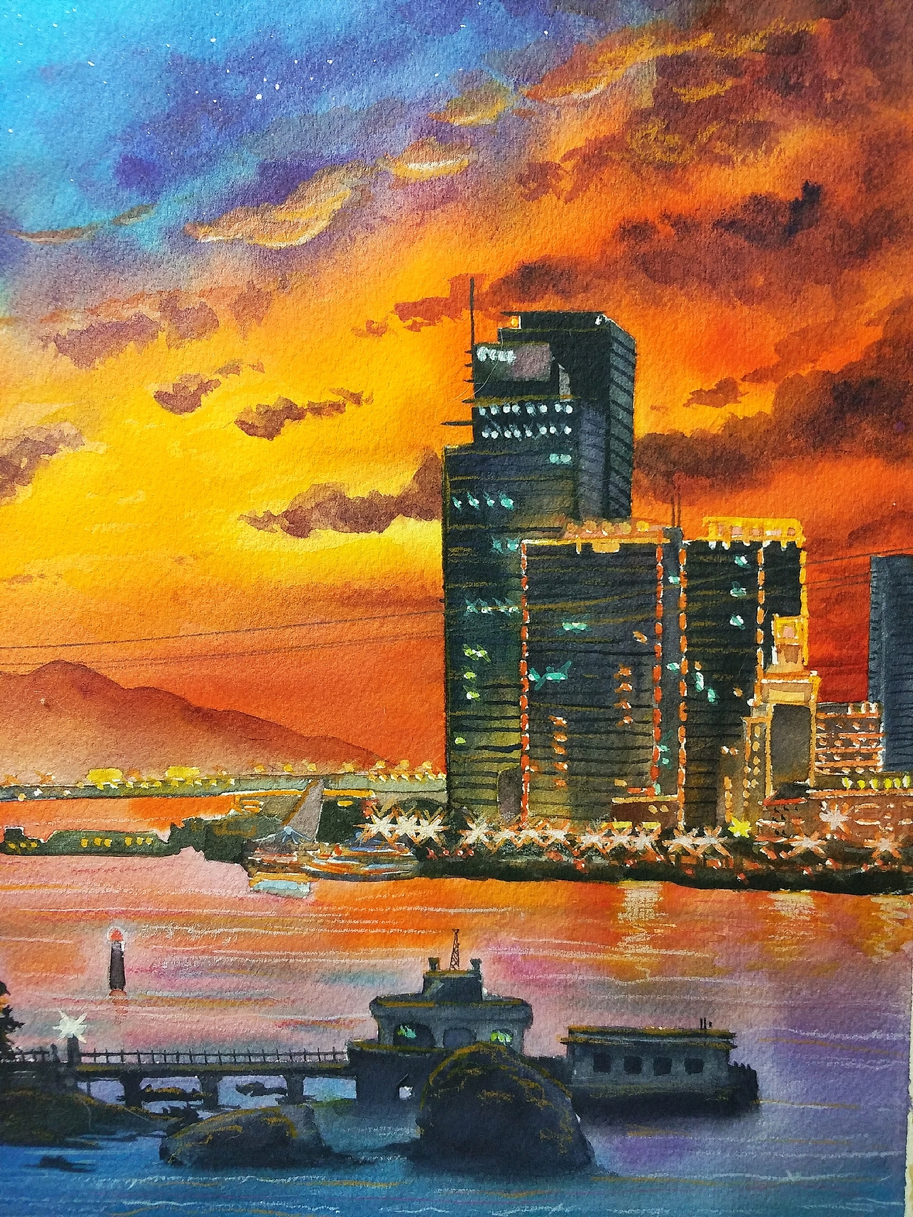 水彩风景 厦门 鼓浪屿