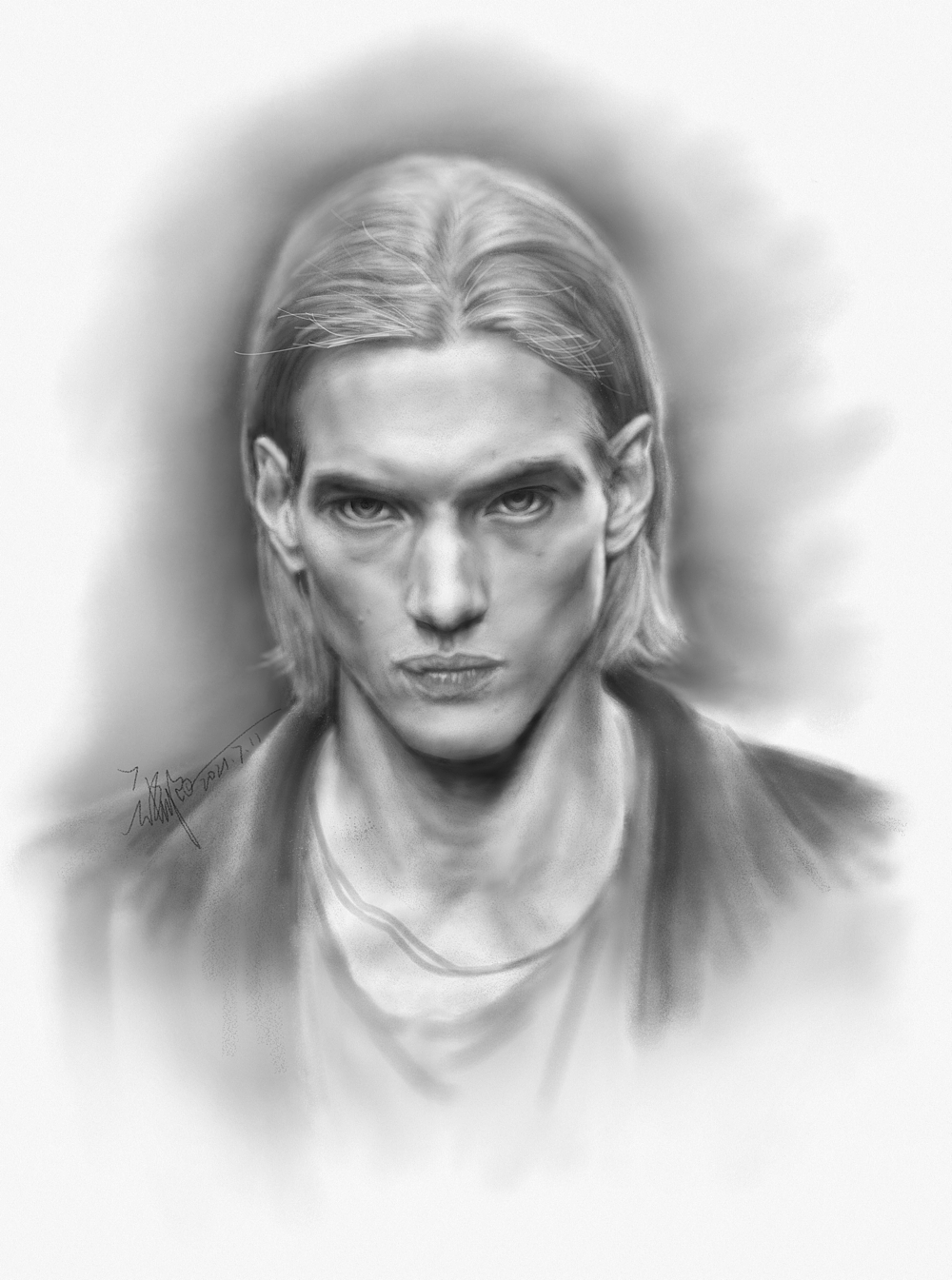 ipad素描 凶神恶煞男模一枚