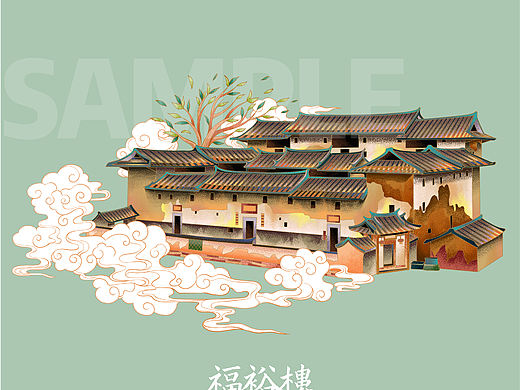 福建建筑-系列插画