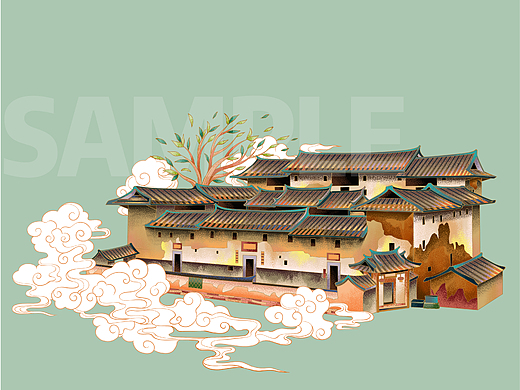 福建建筑-系列插画