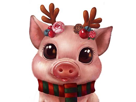 圣诞猪猪女孩（个人主页-ZMzEzNzMzMzY=） - 创作习作 - 站酷设计师阿包要努力原创素材 - 站酷ZCOOL