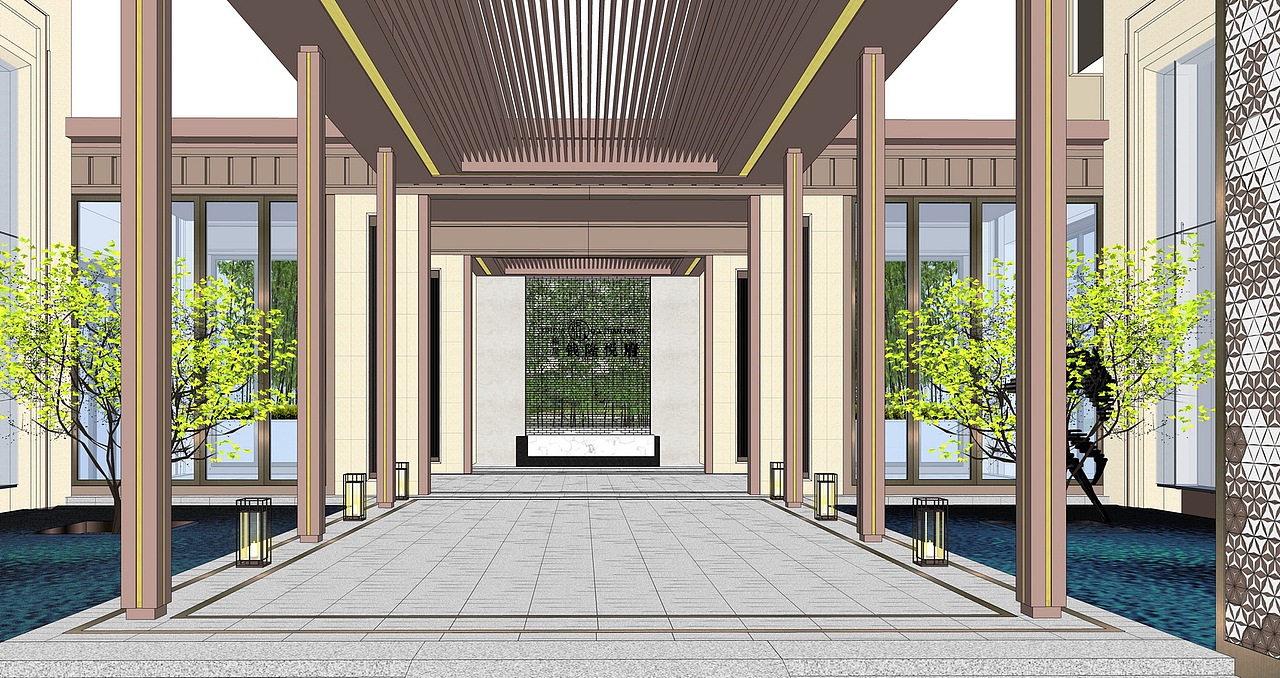 福晟钱隆悦府大区景观SU模型下载