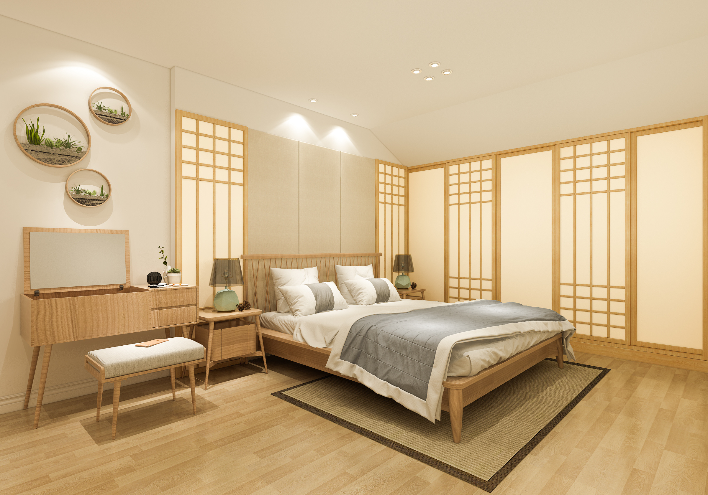 温馨日式卧室原木色实木榻榻米装修设计-房天下装修效果图