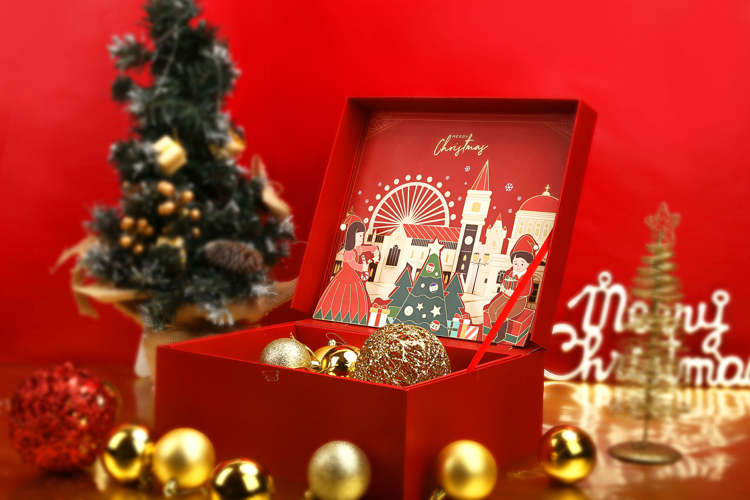 圣诞礼盒包装设计一:城堡与圣诞树