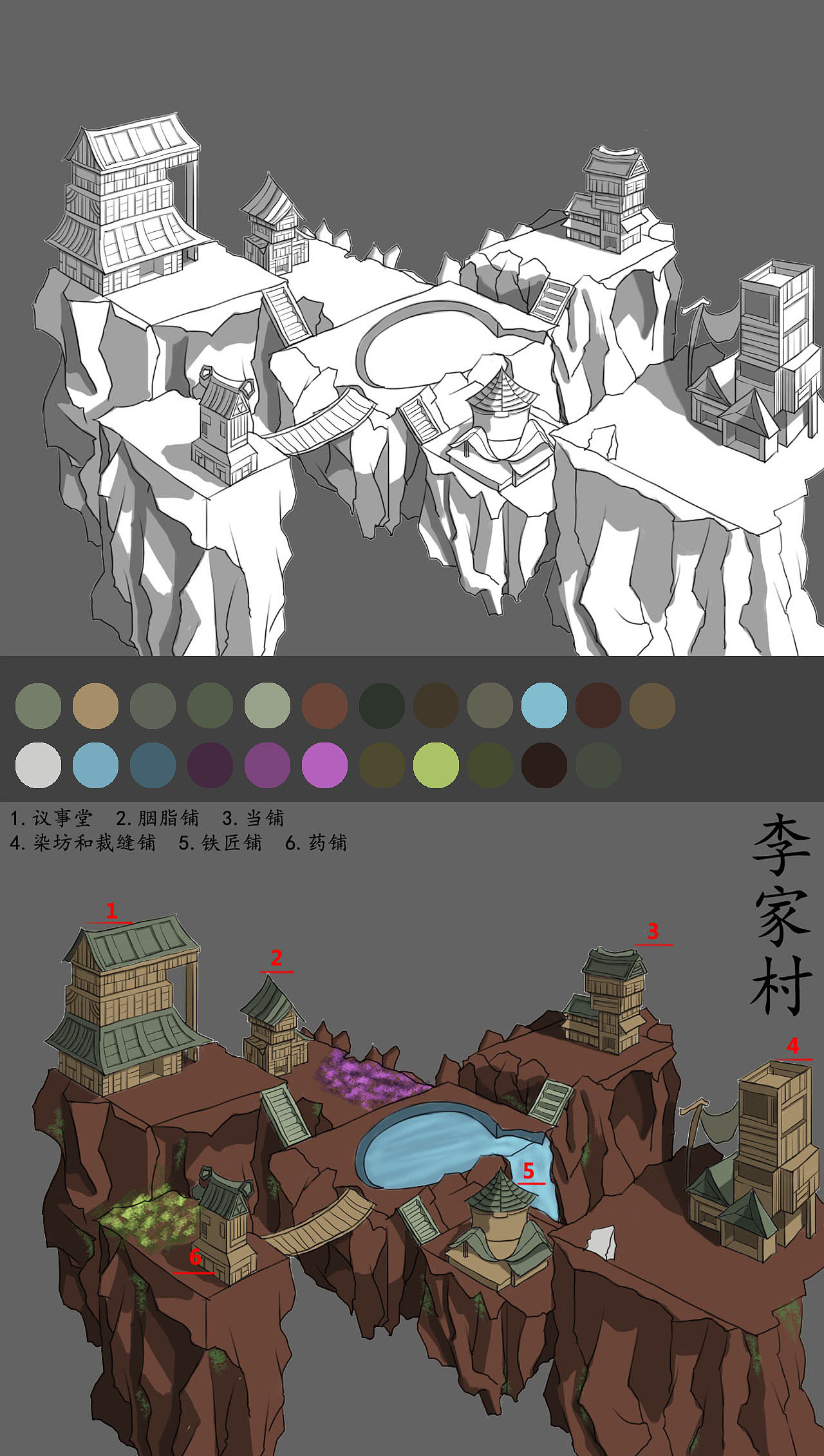 赤澜大陆—李家村沙盘模型|插画|游戏原画|老阿四_原创作品-站酷zcool